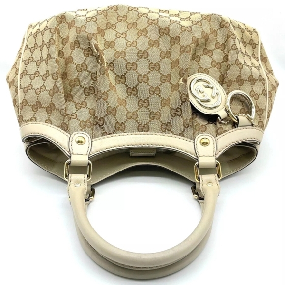 Authentic Gucci GG Canvas White Sukey Tote Bag W/ Gucci dustbag/care card-GUC - Picture 3 of 16